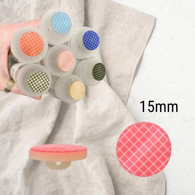 runder Knopf mit Öse 15mm rot kariert – Zierknopf Blusenknopf Kleiderknopf Karomuster Highlight