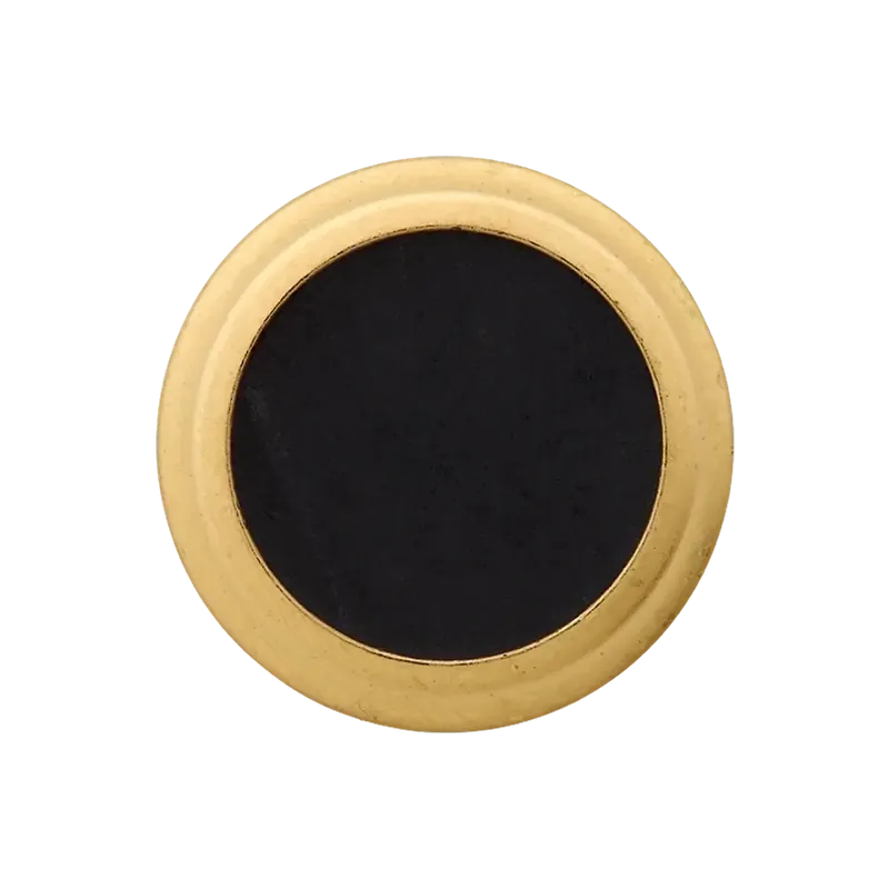Markenware edler runder Knopf mit Öse 20mm schwarz mit goldenem Rand – Blusenknopf Kleiderknopf