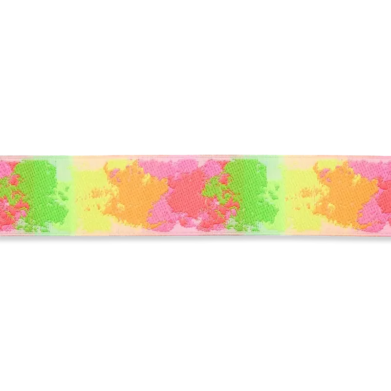 Weltweiter Versand Webband Camouflage neon bunt – 2,4cm breit Tarnfleck Muster grün orange pink gelb