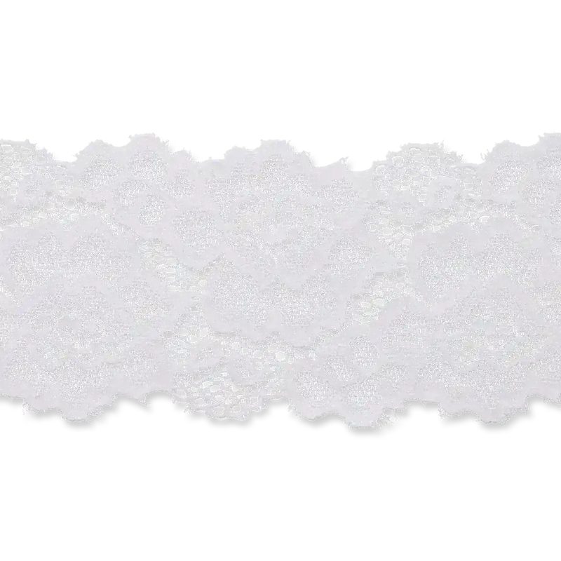 Kostenloser Rückversand breite Elastische Spitze mit Blütenmuster in weiß 55 mm breit