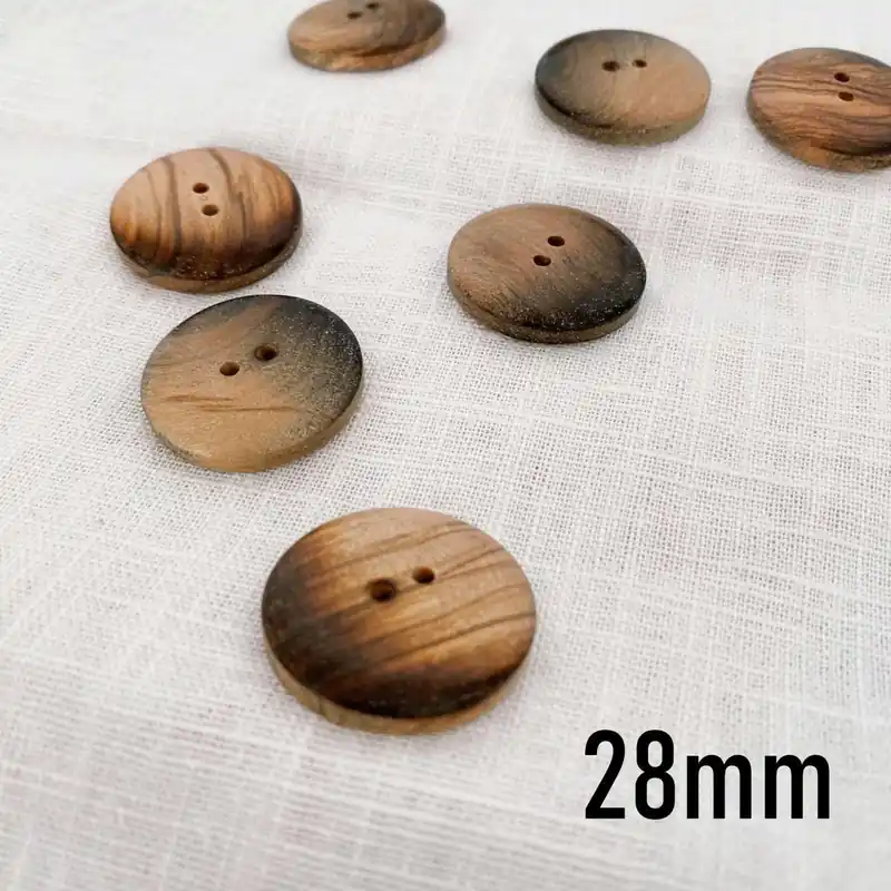 großer runder Knopf aus Holz waschbar 28mm 2 Loch – Zierknopf Kleiderknopf Hosenknopf Preiswert