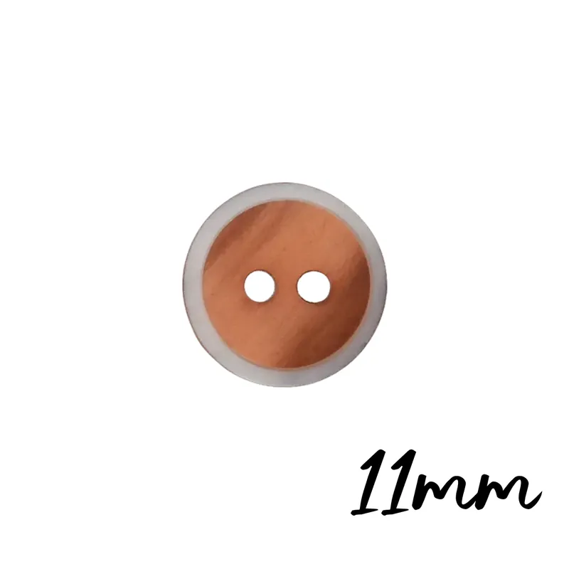 Sonderaktion kleiner runder Knopf hellbraun 11mm 2 Loch – Zierknopf Blusenknopf Kleiderknopf
