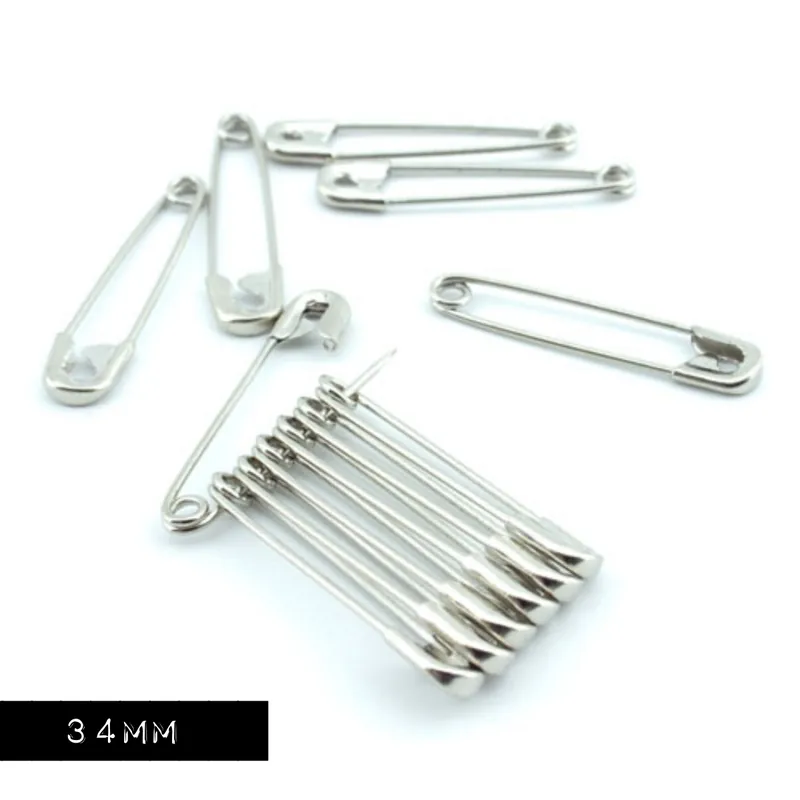 12 Sicherheitsnadeln 34mm silber Neue Kollektion