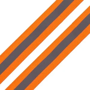 Reflektorband neon orange silber 2,5cm breit - Reflexband reflektiert im Dunkeln für mehr Sichtbarke Limited Edition