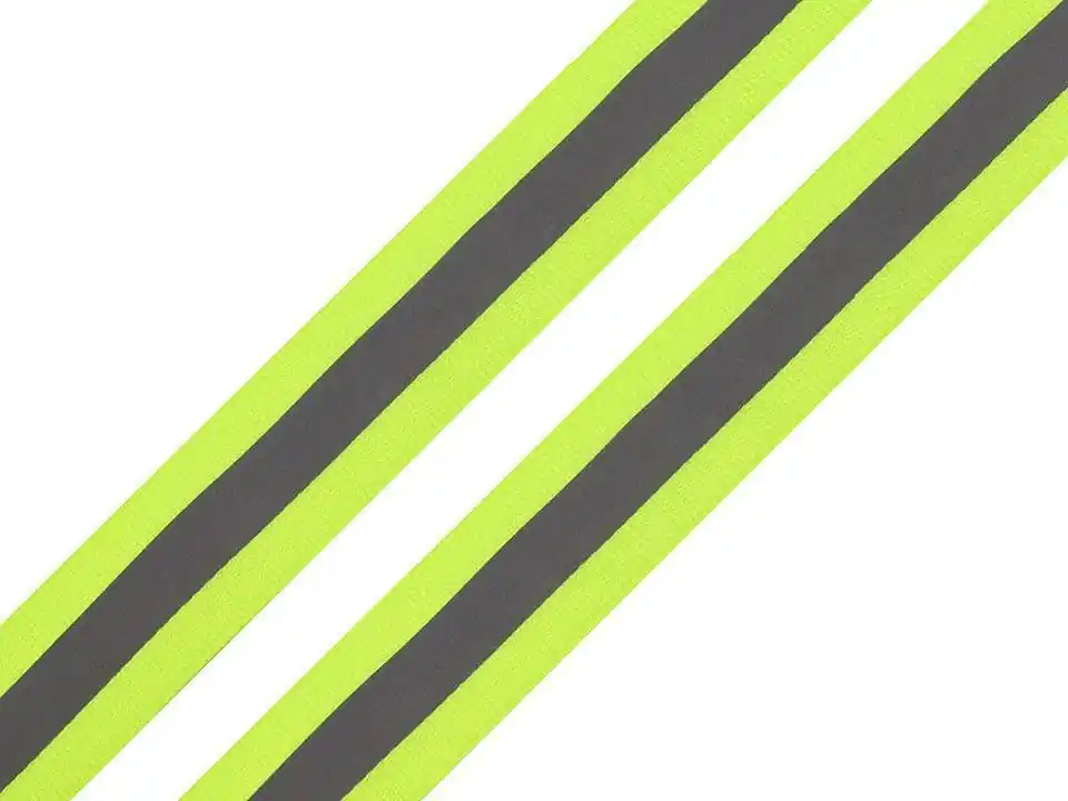 Expressversand Reflektorband neon gelb grün silber 2,5cm breit – Reflexband reflektiert im Dunkeln für mehr Sichtba