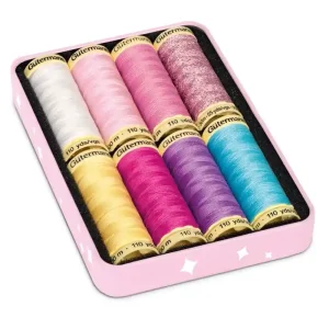 Nähgarn Set Cute and Pink - 7x 100m Allesnäher 1x 50m Metallic Garn Gütermann Metallbox Geld-Zurück-Garantie