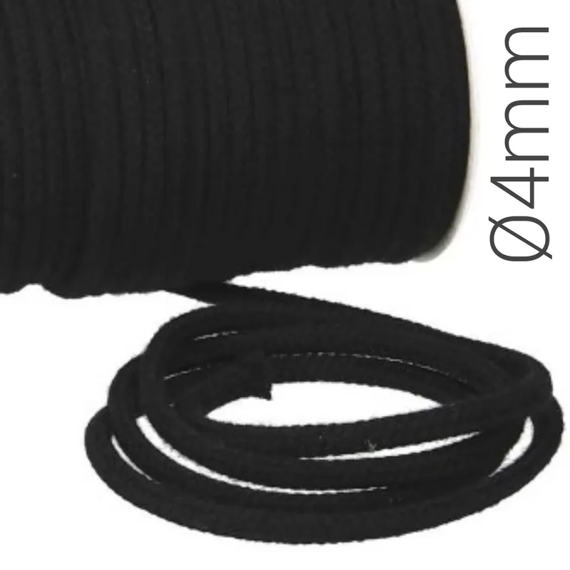 Knallerangebot Baumwoll Kordel Ø4mm schwarz – dünnes Kordelband für Hoodie, Rucksack & Co.