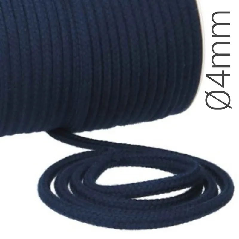 Mega-Angebot Baumwoll Kordel Ø4mm navy – dünnes Kordelband für Hoodie, Rucksack & Co.