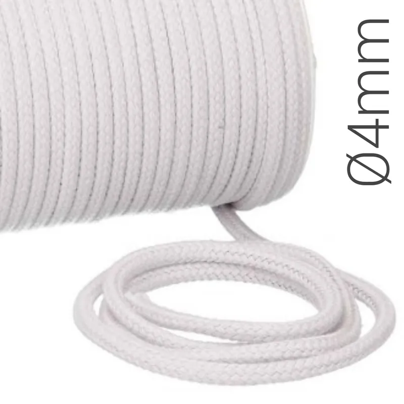 Preisknaller Baumwoll Kordel Ø4mm lichtgrau – dünnes Kordelband für Hoodie, Rucksack & Co.