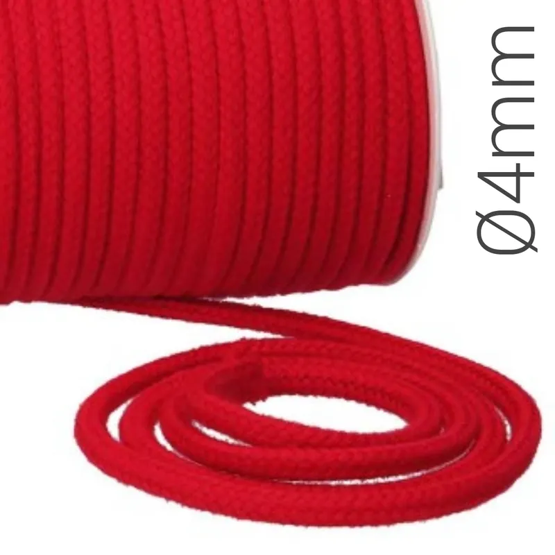 Baumwoll Kordel Ø4mm rot – dünnes Kordelband für Hoodie, Rucksack & Co. Direkt Vom Hersteller