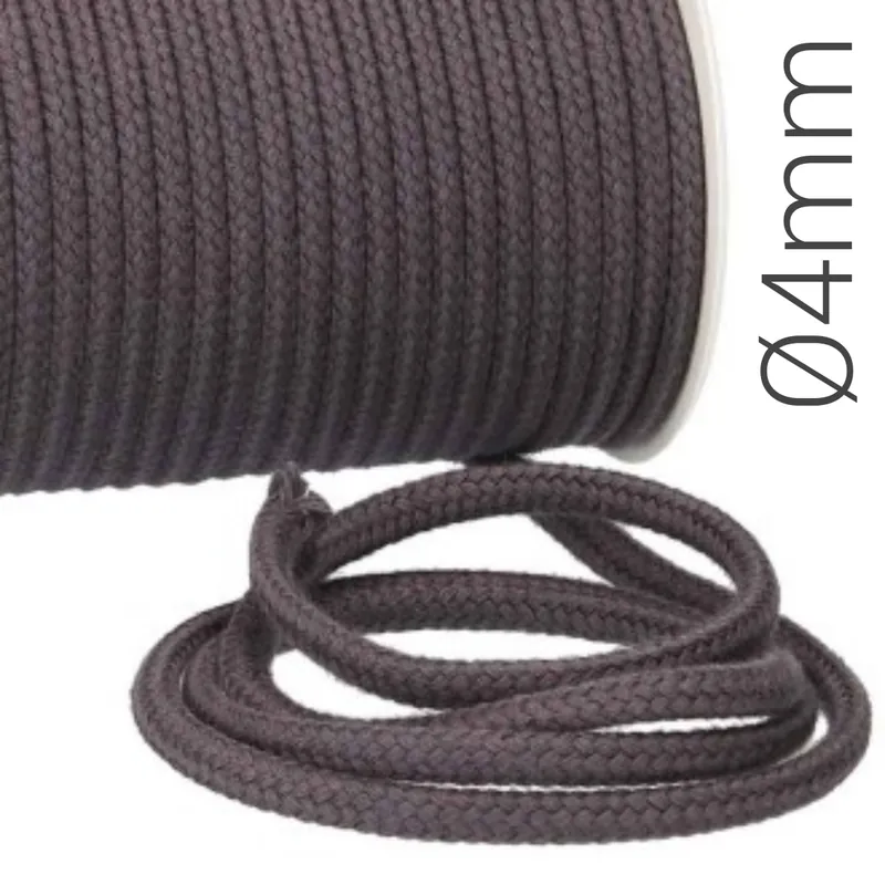 Finale Aktion Baumwoll Kordel Ø4mm dunkelgrau – dünnes Kordelband für Hoodie, Rucksack & Co.