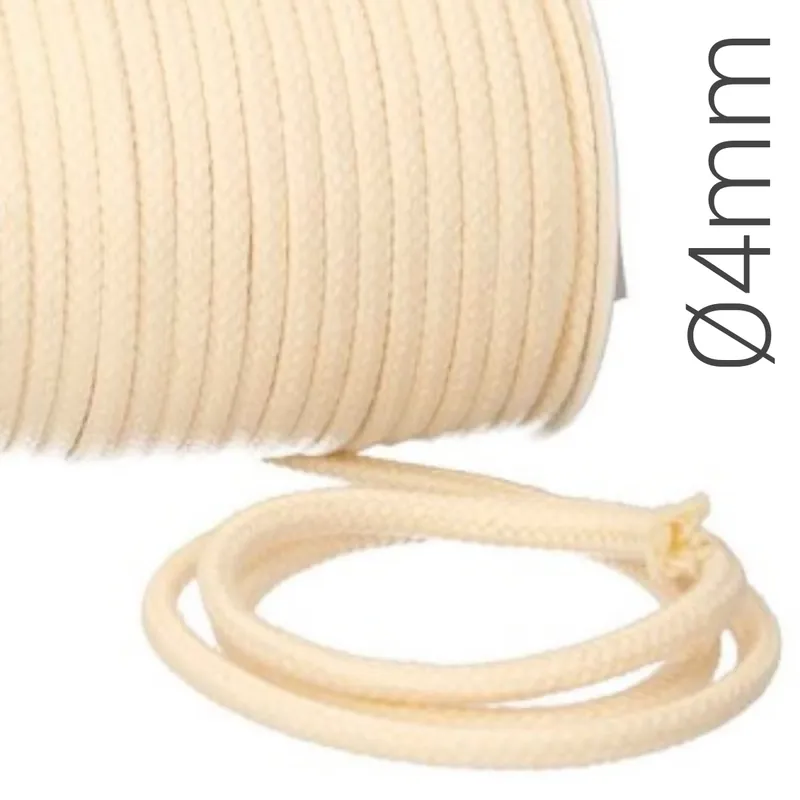 Neu Im Sortiment Baumwoll Kordel Ø4mm creme – dünnes Kordelband für Hoodie, Rucksack & Co.