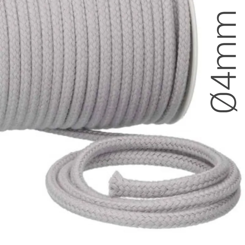 Solange Der Vorrat Reicht Baumwoll Kordel Ø4mm hellgrau – dünnes Kordelband für Hoodie, Rucksack & Co.