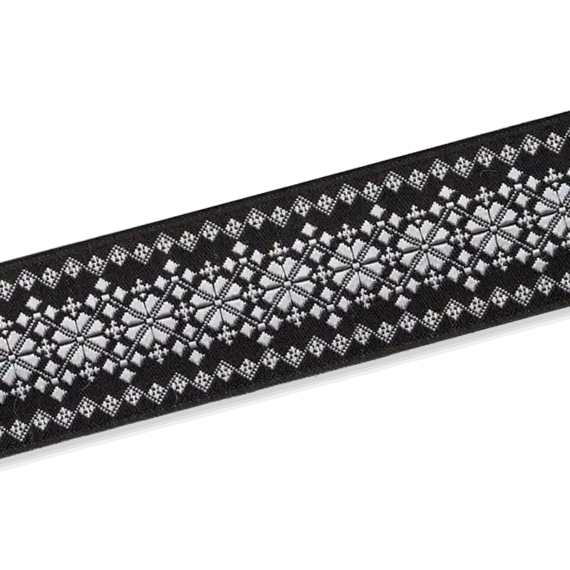 Sofort Bestellen Jacquardborte mit schönem Muster schwarz silber – 2,7cm breit Winter Weihnachten Trachten Vintage