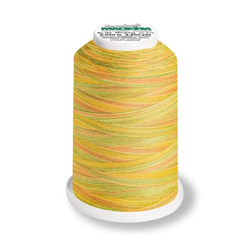 Aerolock 125 Multicolor sunrise – 1200m Miniking von Madeira gelb bunt – Overlock Garn Direkt Vom Hersteller