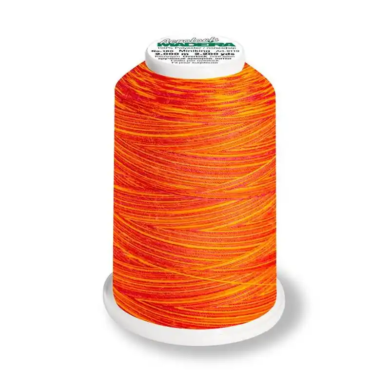 Kostenloser Versand Aerolock 125 Multicolor coral fish – 1200m Miniking von Madeira orange – Overlock Garn