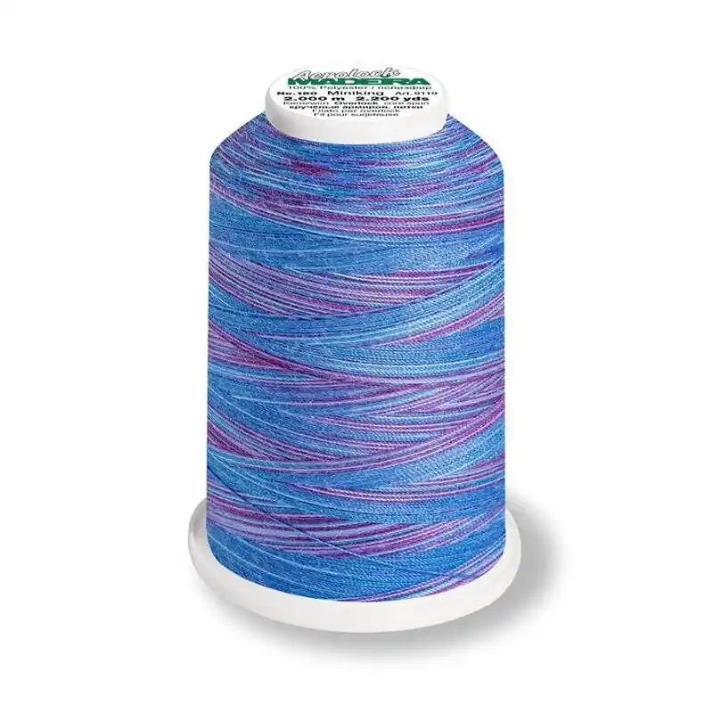 Aerolock 125 Multicolor blue lagoon – 1200m Miniking von Madeira blau lila – Overlock Garn Direkt Vom Hersteller