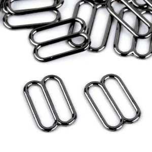 Bikini Badeanzug BH Trägerhemd Versteller aus Metall 12mm gunmetal schwarz Meistverkauft