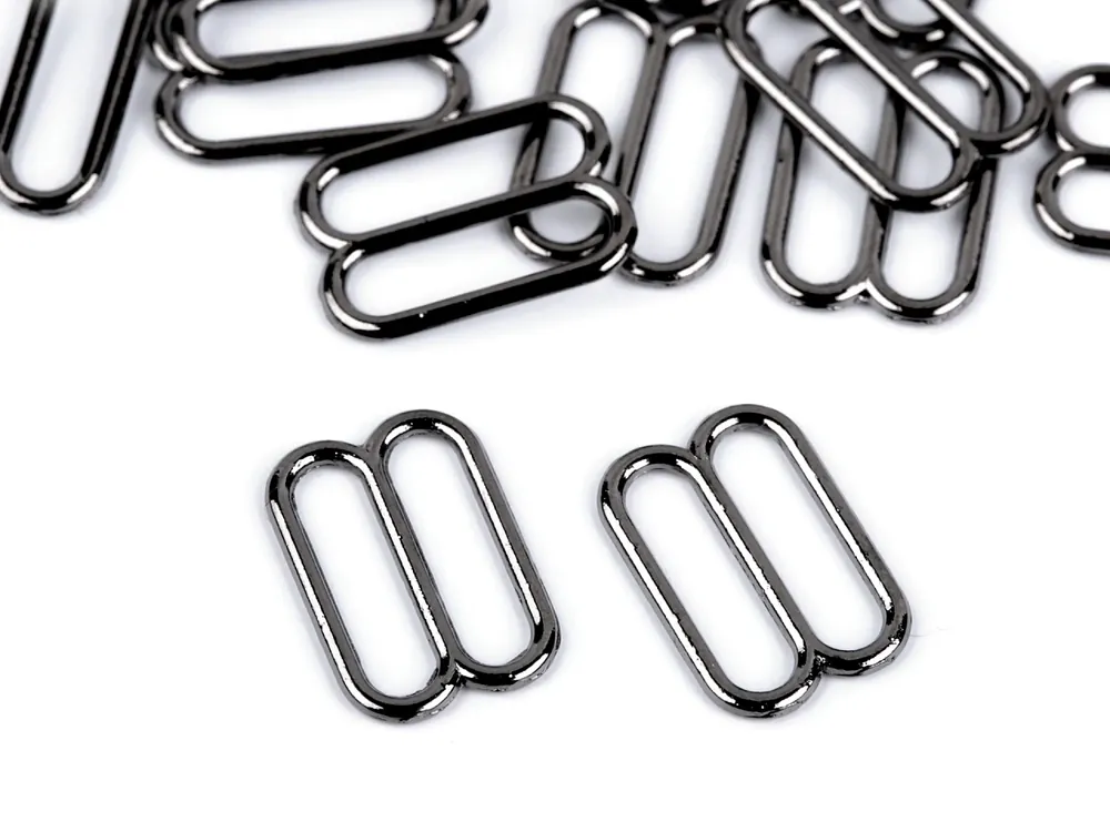 Bikini Badeanzug BH Trägerhemd Versteller aus Metall 12mm gunmetal schwarz Meistverkauft