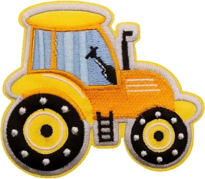 Echt Bügelbild großer Traktor gelb – Applikation zum aufbügeln