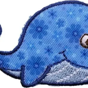Neuheit Bügelbild kleiner Wal Fisch blau - Applikation zum aufbügeln