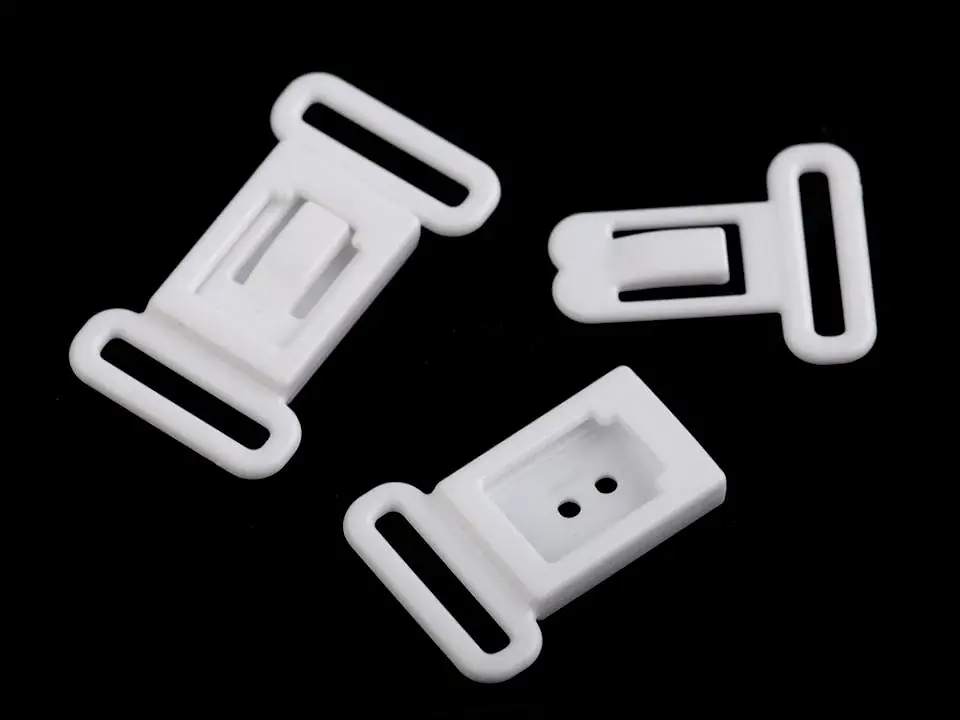 Mini Steckschnalle aus Kunststoff 12mm weiß für Bikini Badeanzug BH Fliege Krawatte Rabatt