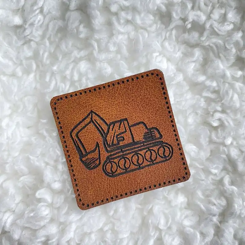 Aufnäher Label – Bagger – für einzigartige Nähprojekte, Strickwerke & Gebasteltes Billig