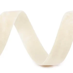 Samtband wollweiß 15mm breit – velvet ribbon creme Markenware