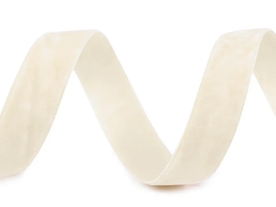 Samtband wollweiß 15mm breit – velvet ribbon creme Markenware
