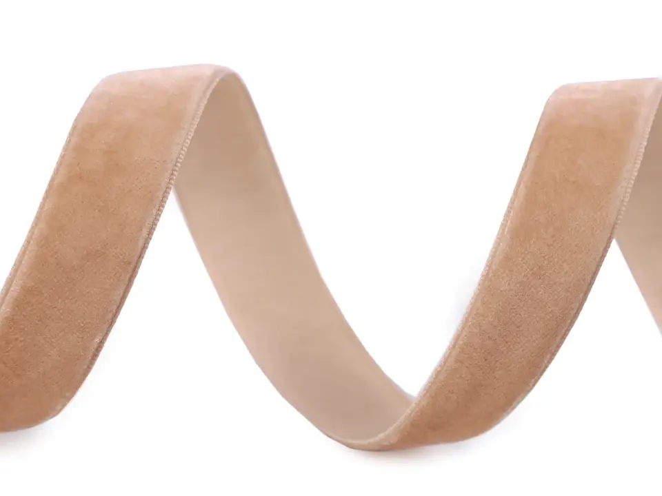 Samtband beige 15mm breit – velvet ribbon sand Neu Im Sortiment