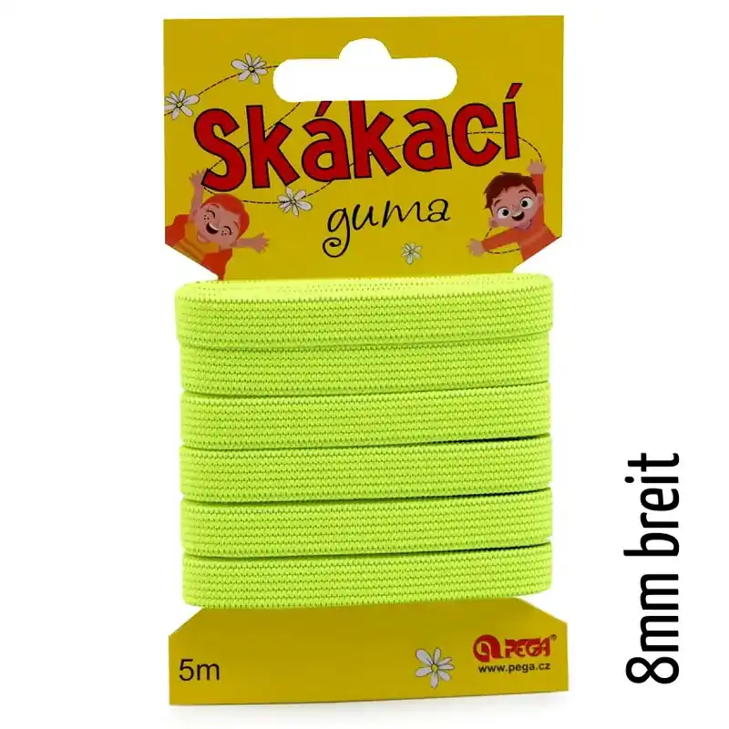 5m schmales Gummiband neon gelb – 8mm breit Hochwertig