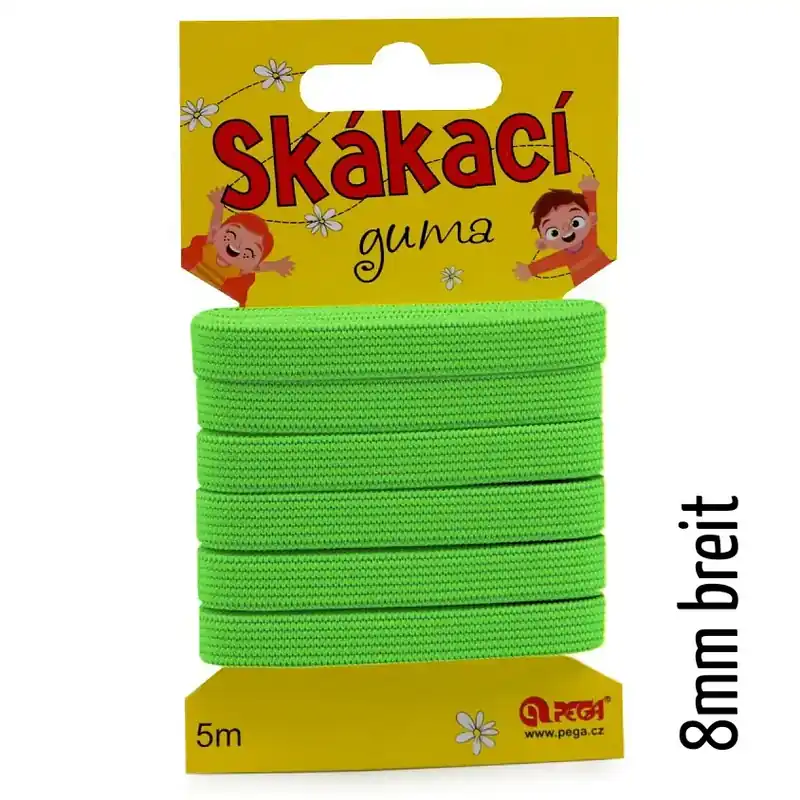 5m schmales Gummiband neon grün – 8mm breit Highlight