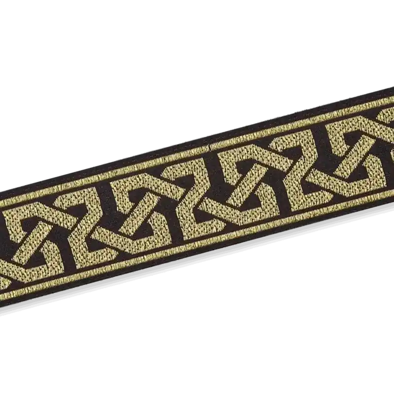 Webband mit grafischem Muster schwarz gold metallic – 2,5cm breit Antike Griechenland Vintage Rabatt