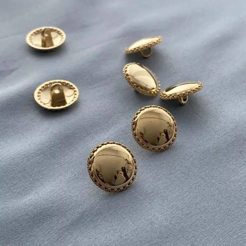 Markenprodukt edler runder Knopf gold aus Metall mit Öse 15mm / 24″ für Bluse Jacke Mantel