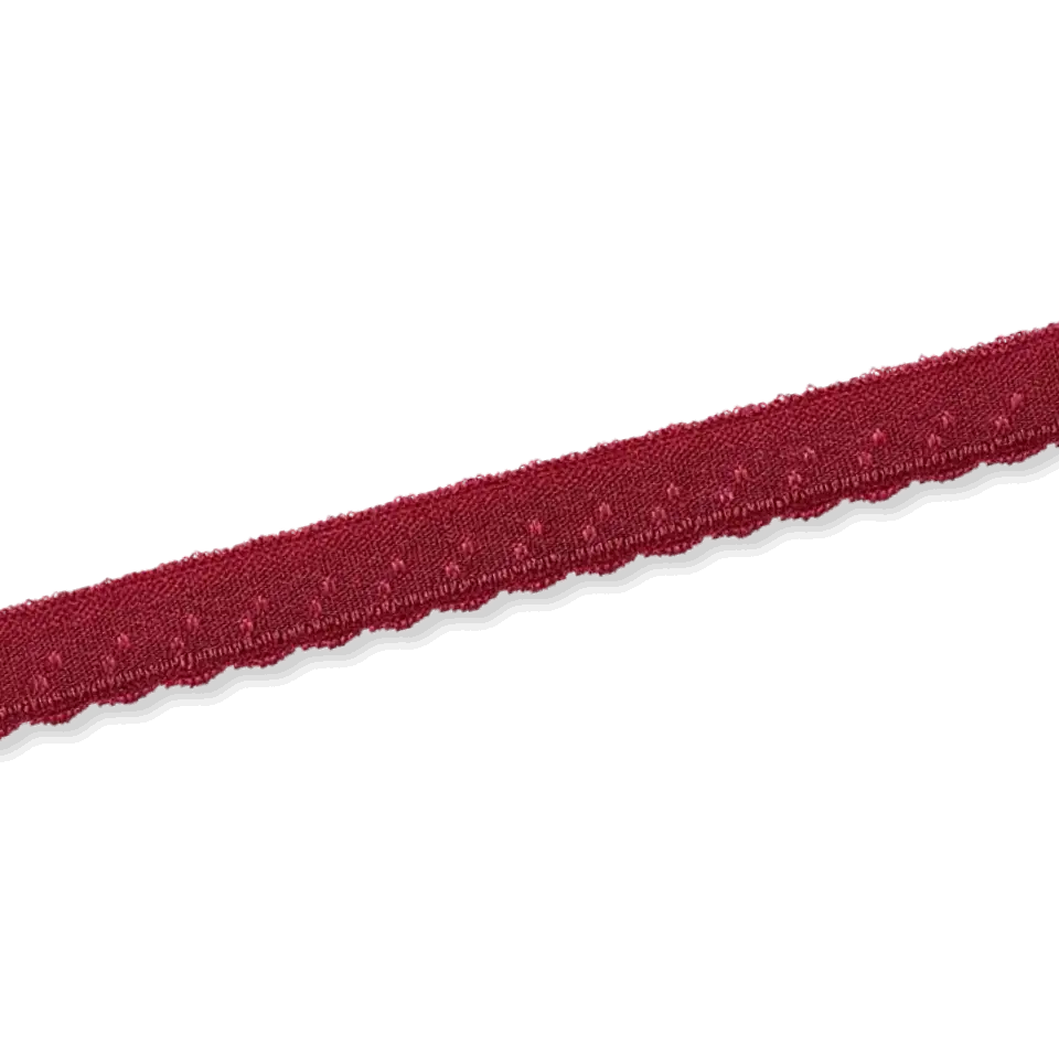 Preis Gesenkt elastisches Y Einfassband bordeaux 11mm breit – Einfassgummi mit Spitze Bogenkante