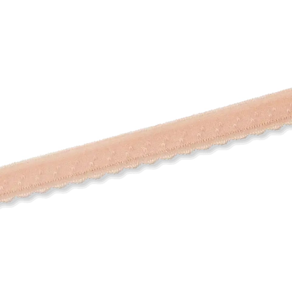 Kostenfreie Lieferung elastisches Y Einfassband apricot 11mm breit – Einfassgummi mit Spitze Bogenkante