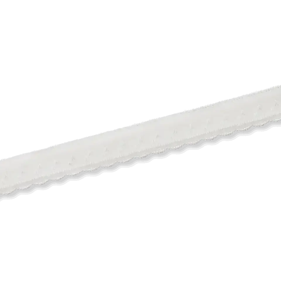 Premium elastisches Y Einfassband creme weiß 11mm breit – Einfassgummi mit Spitze Bogenkante