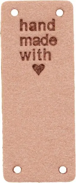 Beliebt Kunstleder Label handmade with ❤️ rose lachs- für deine Nähprojekte, Strickwerke & Gebasteltes