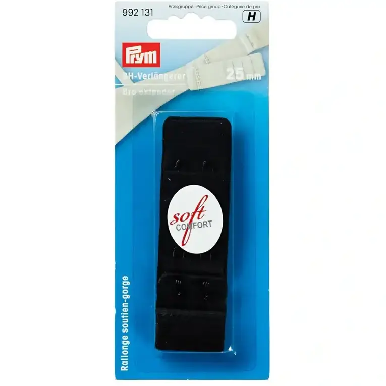 BH-Verlängerer von Prym 25mm breit mit 3×2 Haken in schwarz Premium