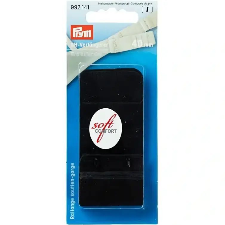 BH-Verlängerer von Prym 40mm breit mit 3×2 Haken in schwarz Markenware