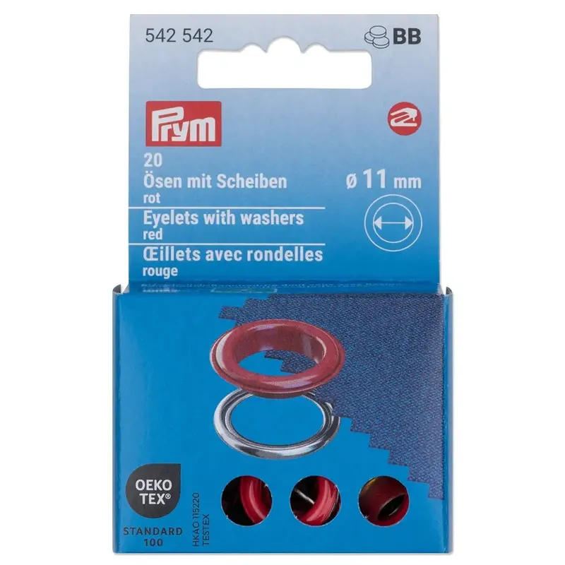 Angebot 20 Ösen mit Scheiben 11mm rot – für das Prym Vario Creative Tool