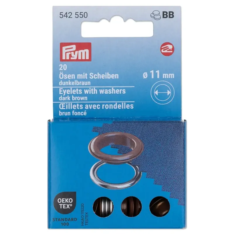 20 Ösen mit Scheiben 11mm dunkelbraun – für das Prym Vario Creative Tool Begrenztes Angebot