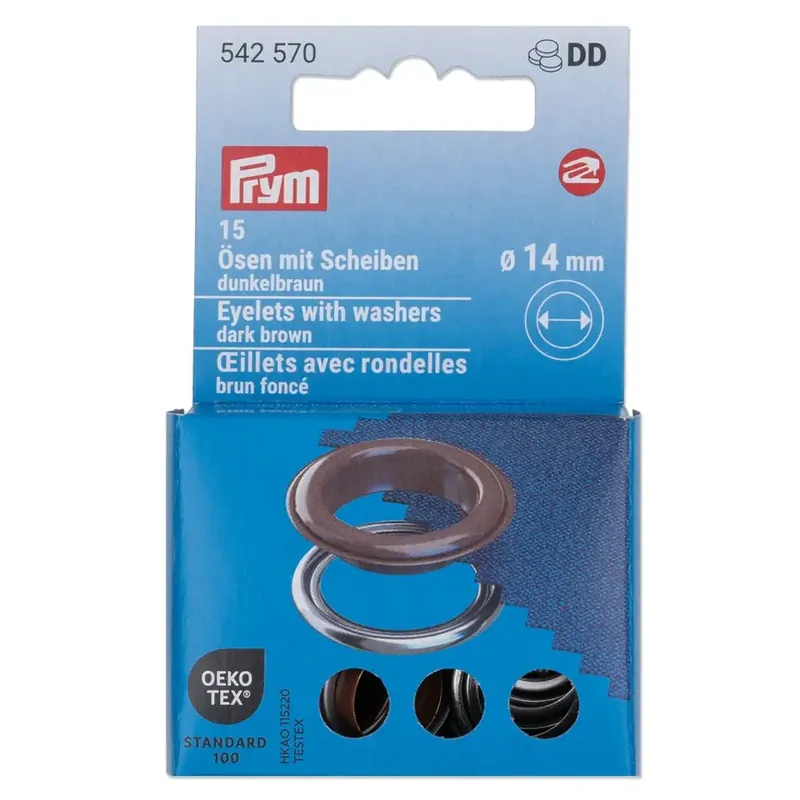 Aktuell 15 Ösen mit Scheiben 14mm dunkelbraun – für das Prym Vario Creative Tool