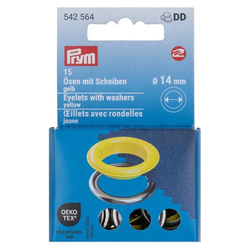 15 Ösen mit Scheiben 14mm gelb – für das Prym Vario Creative Tool Zertifiziert