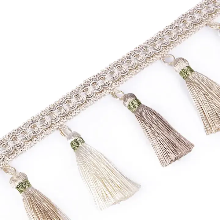 MAXI Tasselborte Quastenband beige creme – Boho Tasselband Ethno Fransenband Preis Gesenkt