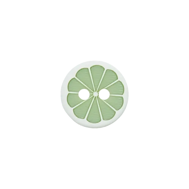 Premium Knopf Citrus grün rund 11mm 2 Loch – Zierknopf Blusenknopf Kinderknopf Limette