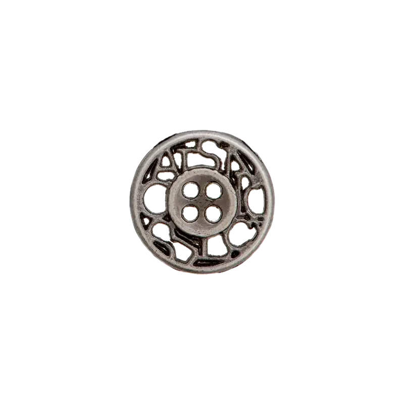 Metall Knopf rund 12mm altsilber 4 Loch – Zierknopf Trachtenknopf Blusenknopf Sonderaktion