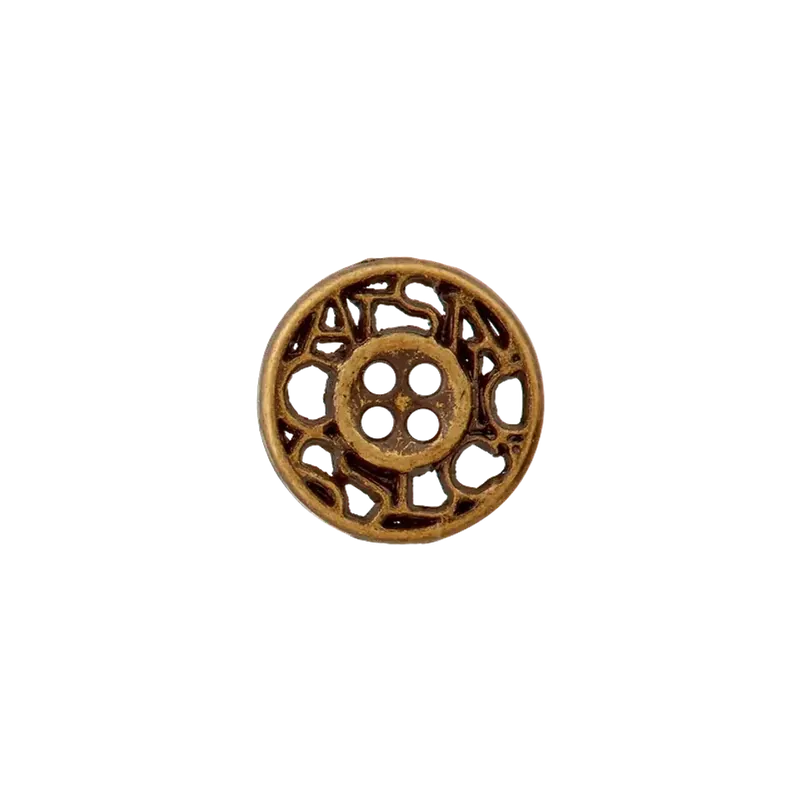 Metall Knopf rund 12mm altmessing 4 Loch – Zierknopf Trachtenknopf Blusenknopf Neuheit