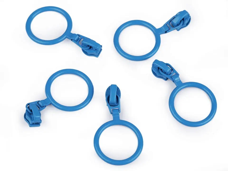 Zipper blau mit Ring für 3mm Spirale Endlosreißverschluss SR3 Neu Im Sortiment