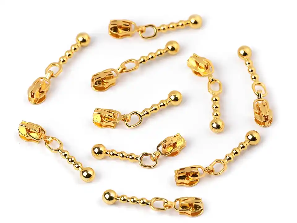 Kracherpreis Zipper Kugeln gold für 3mm Spirale Endlosreißverschluss SR3